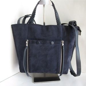 All saints blue suede purse.